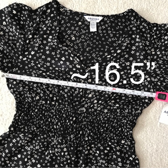 Arizona Jean Co Floral Jumpsuit Puff Sleeve 100% Rayon Pit to Pit 16.5” Size S - Picture 6 of 14